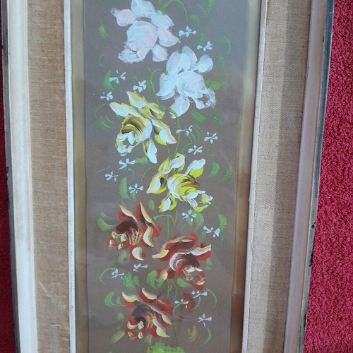 Depi painting on cardboard framed, used