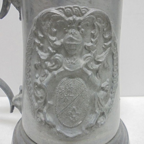Old zinc beer stein with lid, vintage collectible
