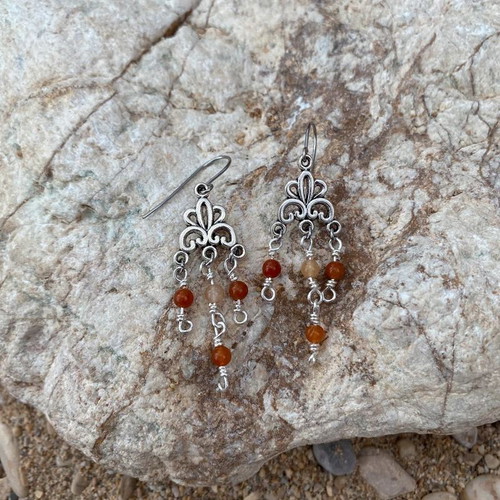 Handmade boho earrings made to order with red aventurine beads