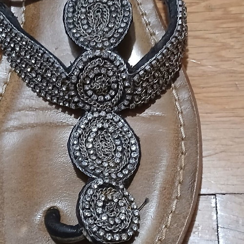 Luella Leather Sandals used with rhinestones and wooden heel size 37