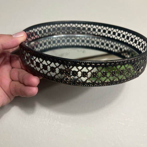 Candle holder like new, metal with mirror 19 cm diameter