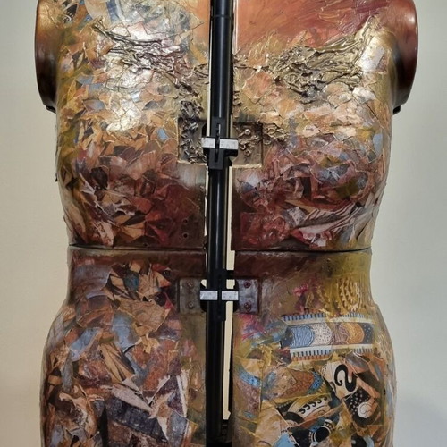 Adjustable Sewing Mannequin with Decorative Collage Coating and LED Light