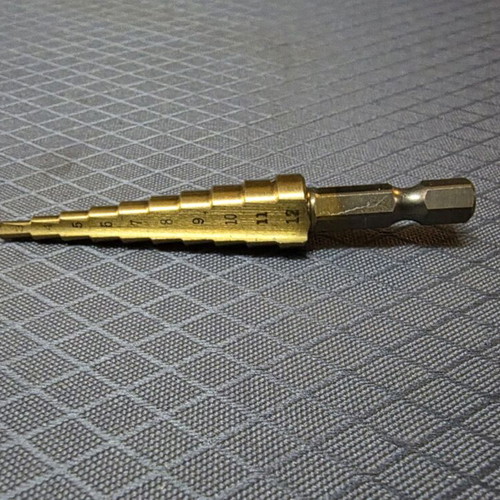 Titanium cone drill bit new with hex shank for metals, plastics, wood