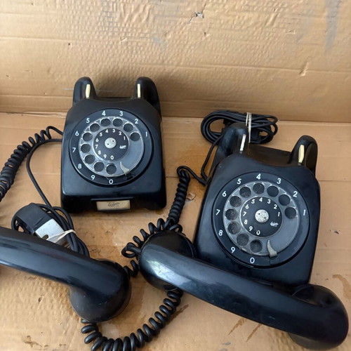 Phones used, 2 pieces from 1968, black wired