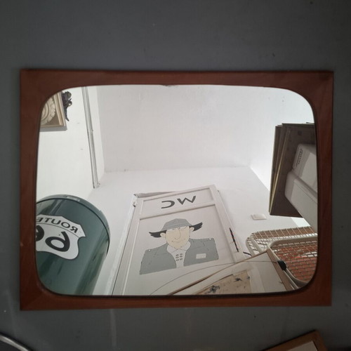 Danish Mid Century Modern Tapered Teak Mirror used