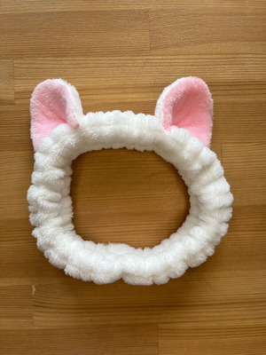 Hairband with ears like new, white and pink