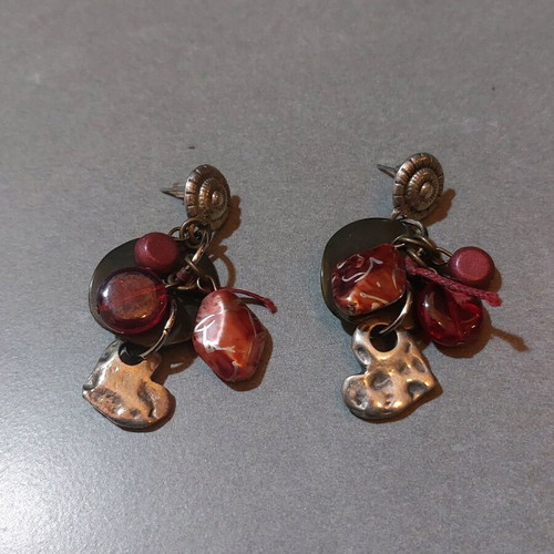 Earrings with hearts made of 925 silver like new, red and silver