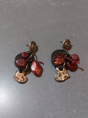 Earrings with hearts made of 925 silver like new, red and silver
