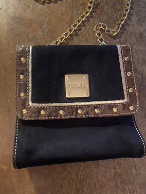 Tous shoulder bag like new, leather and suede, black and gold