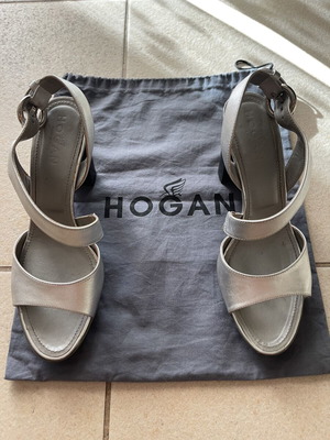 Hogan silver leather high-heeled sandals like new