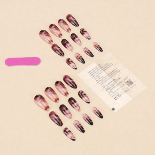 Fake nails new, set of 25 with file and double-sided gel stickers