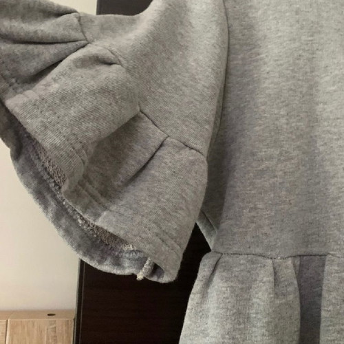 Dimopoulou Closet Asymmetric Ruffle Blouse new, gray Medium