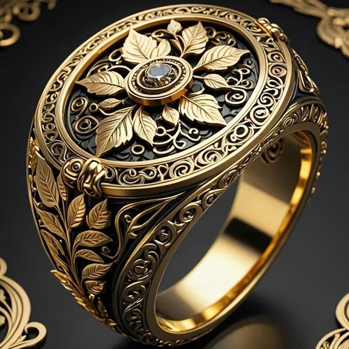 Retro fashion men's ring new, bronze color with leaf design