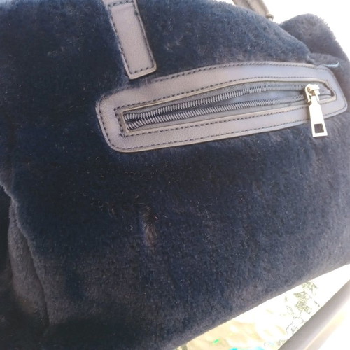 Women's fur handbag used, dark blue