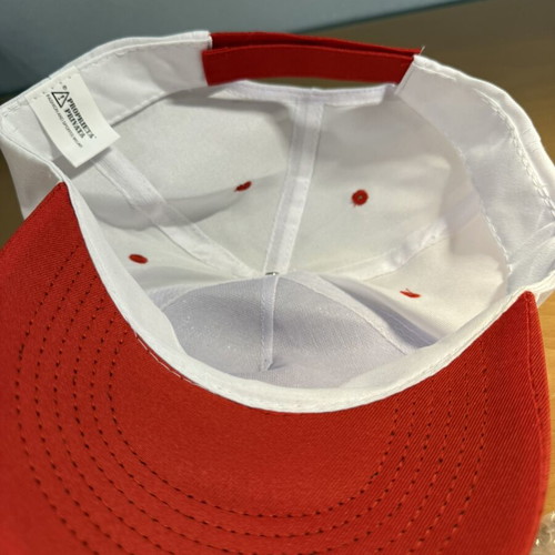 Baseball cap new, white and red, one size adjustable