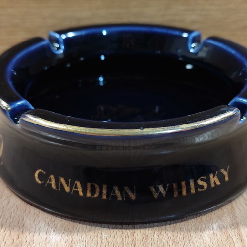Seagram's V.O. Canadian Whisky ceramic ashtray used, vintage advertising