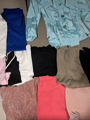 Women's clothing bundle M-L, winter sweaters, evening tops, new windbreaker jacket, pants