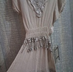 Semi-transparent silk short dress with embroidery LMLULU like new, beige