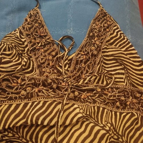 Tiger print dress used, backless, size M