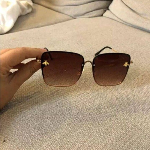 Fashion Lady square sunglasses new, brown gold with Natalia Oreiro CD gift