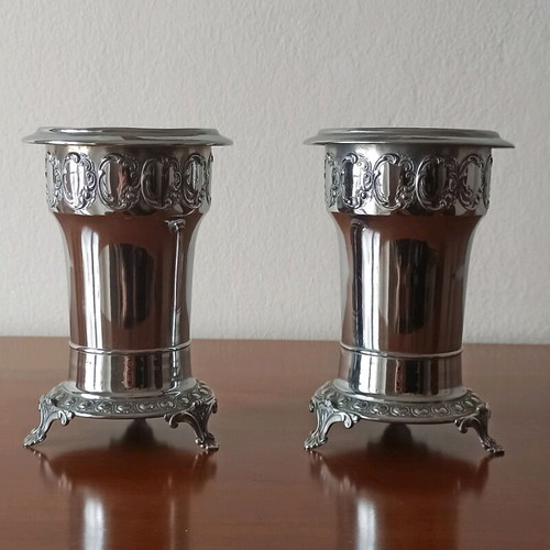 Art Nouveau vase set Argentor Werke Vienna used, vintage 1960
