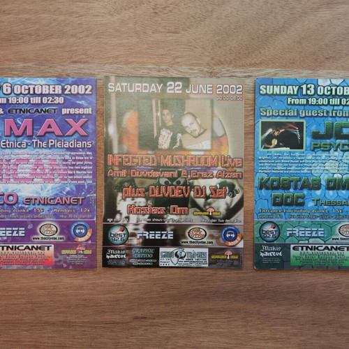 Vintage Psytrance/Goa Trance Flyer 2002 Cyberfunk, 3 used pieces