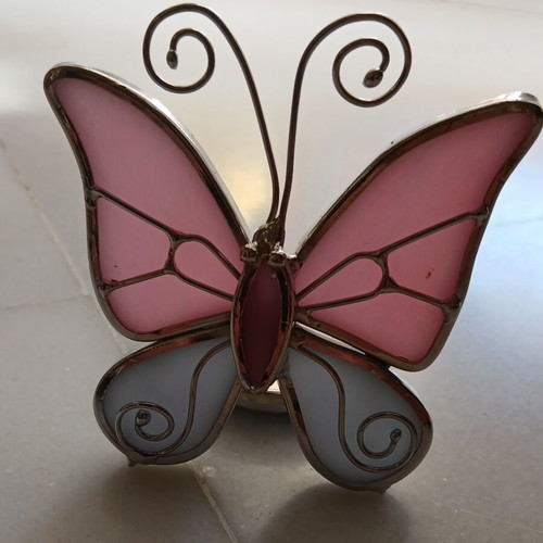 Vintage glass romantic jars with flowers & butterfly tealight holder