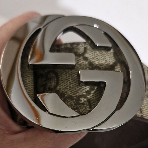 Gucci GG Supreme belt unisex size 85 used, beige and brown
