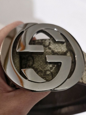 Gucci GG Supreme belt unisex size 85 used, beige and brown