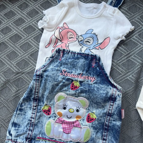 Baby Clothes set size 62 like new, denim dress and cotton bodysuits