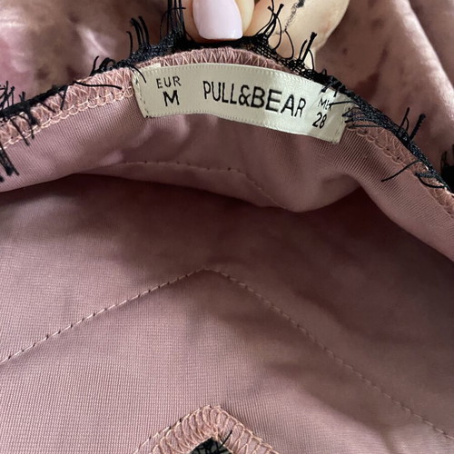Pull & Bear velour bodysuit with lace, pink and black