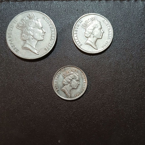 Set of three Australian coins 5, 10 and 20 pence 1988/1990/1996