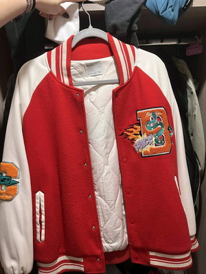 Bershka Jacket size L, like new, white and red