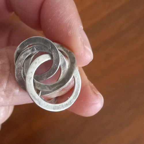 Silver handmade ring with rings
