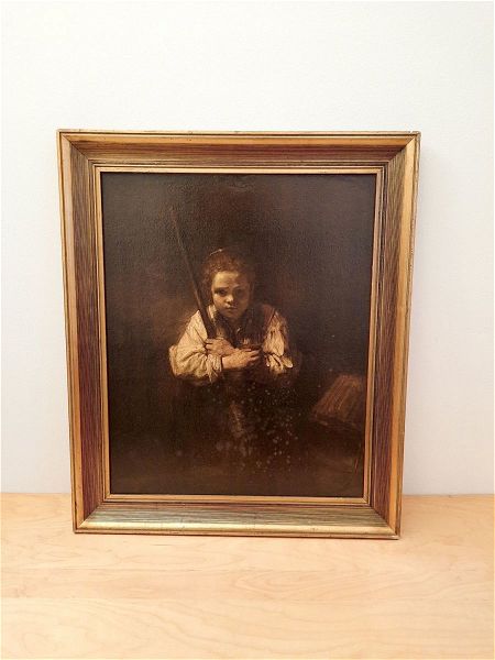  pinakas me thema 'Girl with a Broom, 1640' - Rembrandt van Rijn