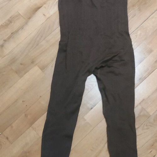 Yoga jumpsuit with one shoulder, rib fabric, brown, like new