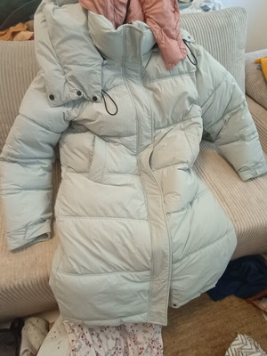 Reserved puffy mid-calf jacket, blue, size S