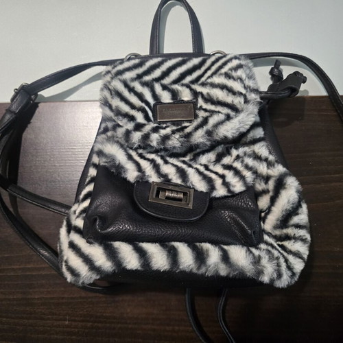 Children's backpack used, black and white