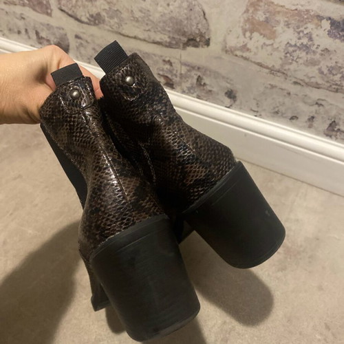 Pesaro women's leather boots new, snake print, brown, size 38