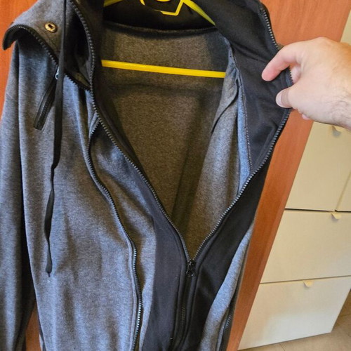 Jacket XL with hood, thin spring, like new, black and gray