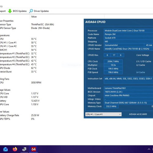 Lenovo ThinkPad R61-6919-CTO laptop, 4GB RAM, SSD 120GB, Windows 10