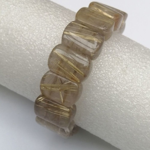 Bracelet with gold rutile quartz gemstones new