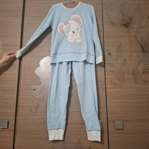 MARA-M Girls' pajamas used with fluffy bear in sky blue