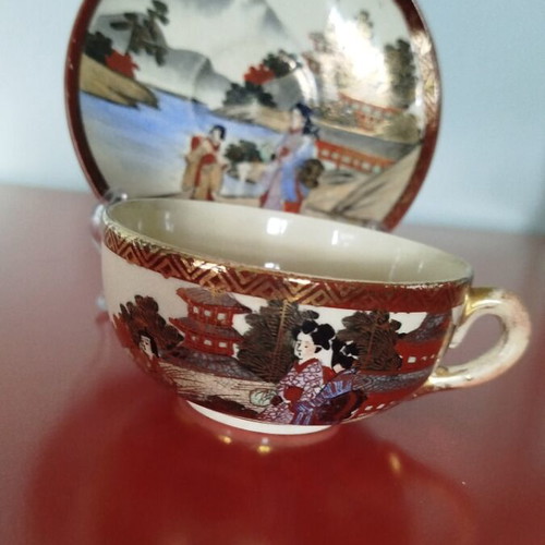 Chawan Japanese cup like new with saucer, 19th century
