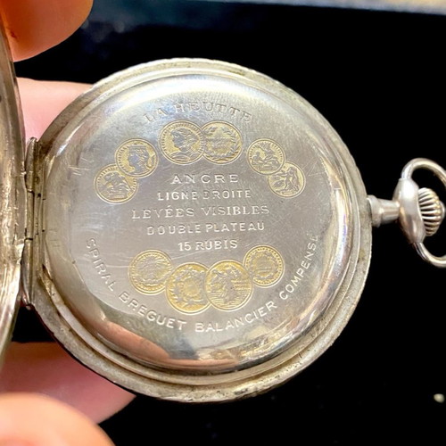 Silver pocket watch used, 50mm diameter, from 1900