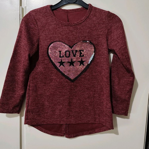 Girls' burgundy blouse with reversible magic sequins like new