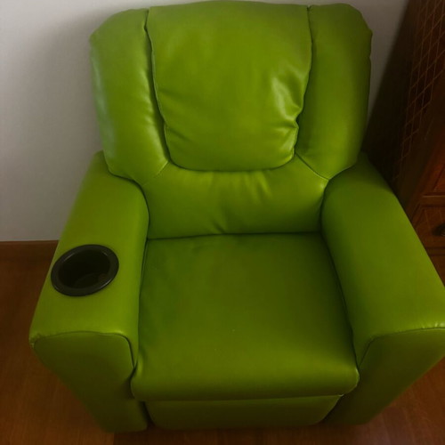 Kids Recliner with Green Vinyl Upholstery like new