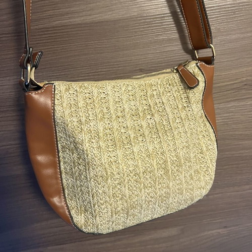 Francinel crossbody bag like new, beige and brown straw