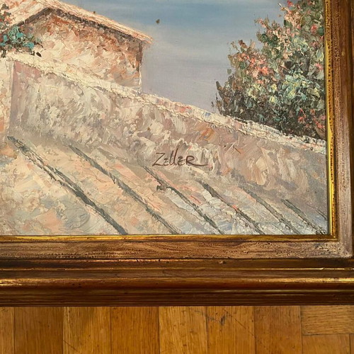 Oil painting of Mediterranean landscape by Zeller like new