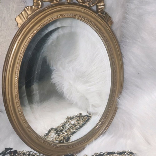 Vintage Art Nouveau antique mirror like new, oval with gold finish